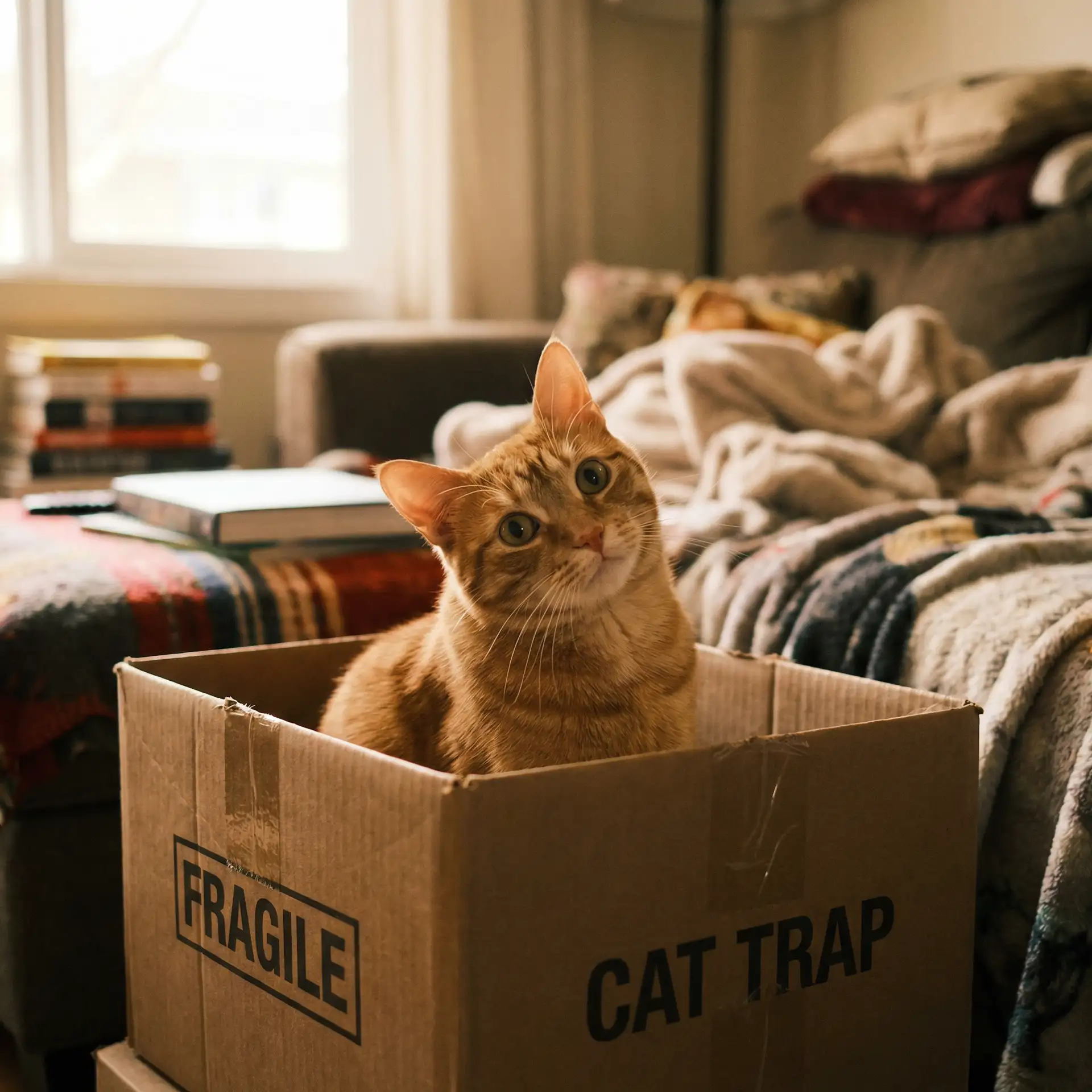橘猫躲在纸箱里 - 泻火老阿姨2024年最新消息