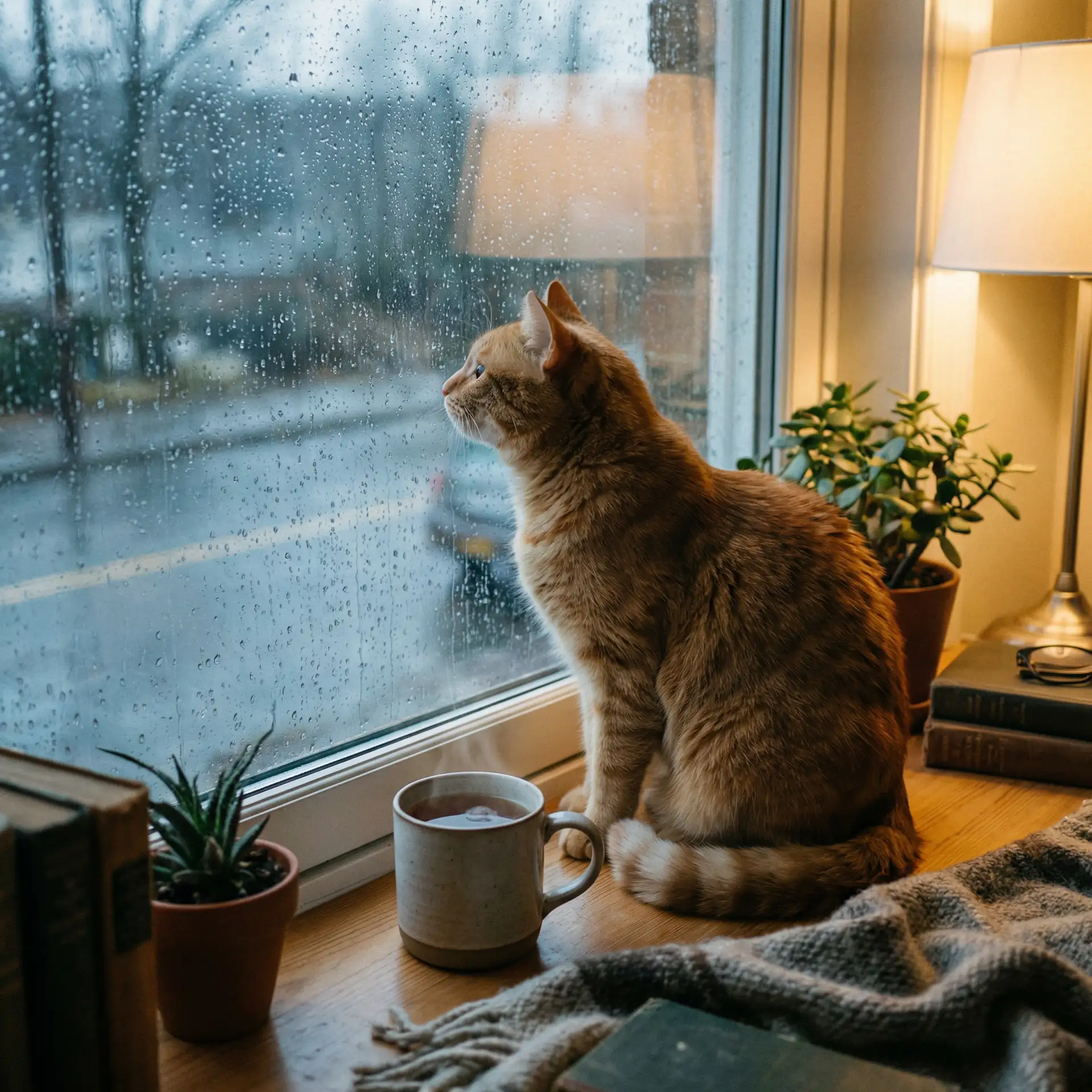 猫咪望着窗外的雨 - 泻火老阿姨2024年最新消息